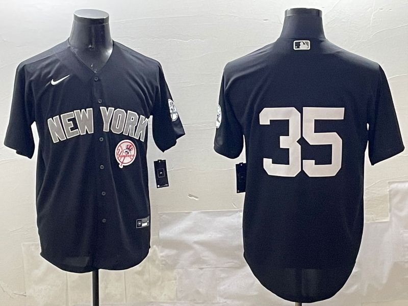 Men New York Yankees #35 No Name Black Game 2025 Nike MLB Jersey style 6->los angeles lakers->NBA Jersey